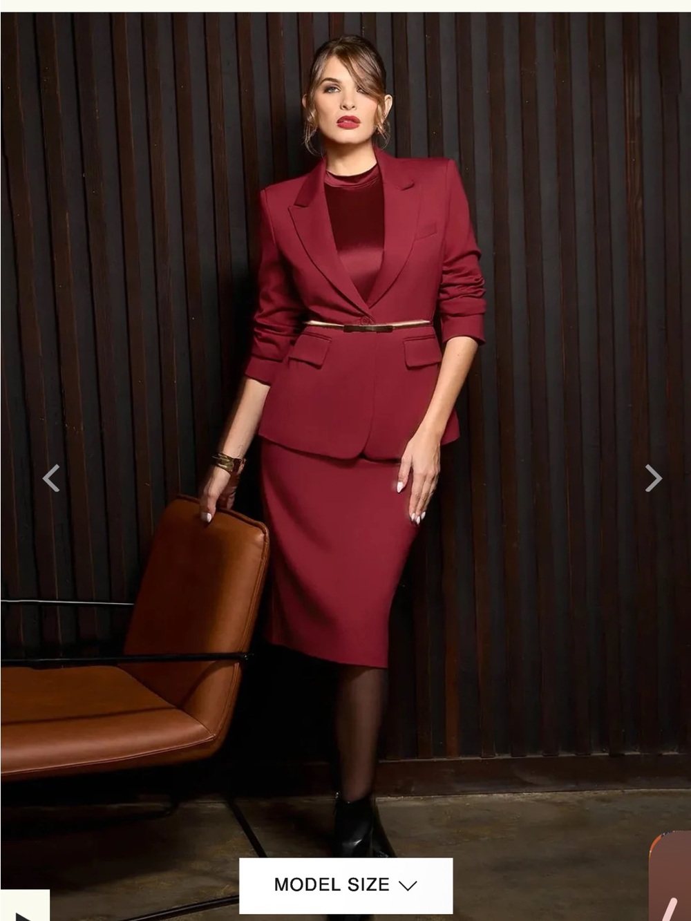 NWT Popilush Red Blazer & Pencil Skirt Set Sculpting Shapewear Power Suit S